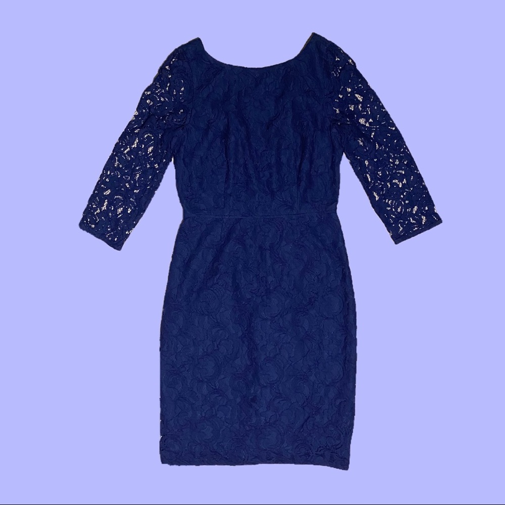 Woman’s round neck 3/4 sleeve dress brand: J.Crew color: Blue size: 6